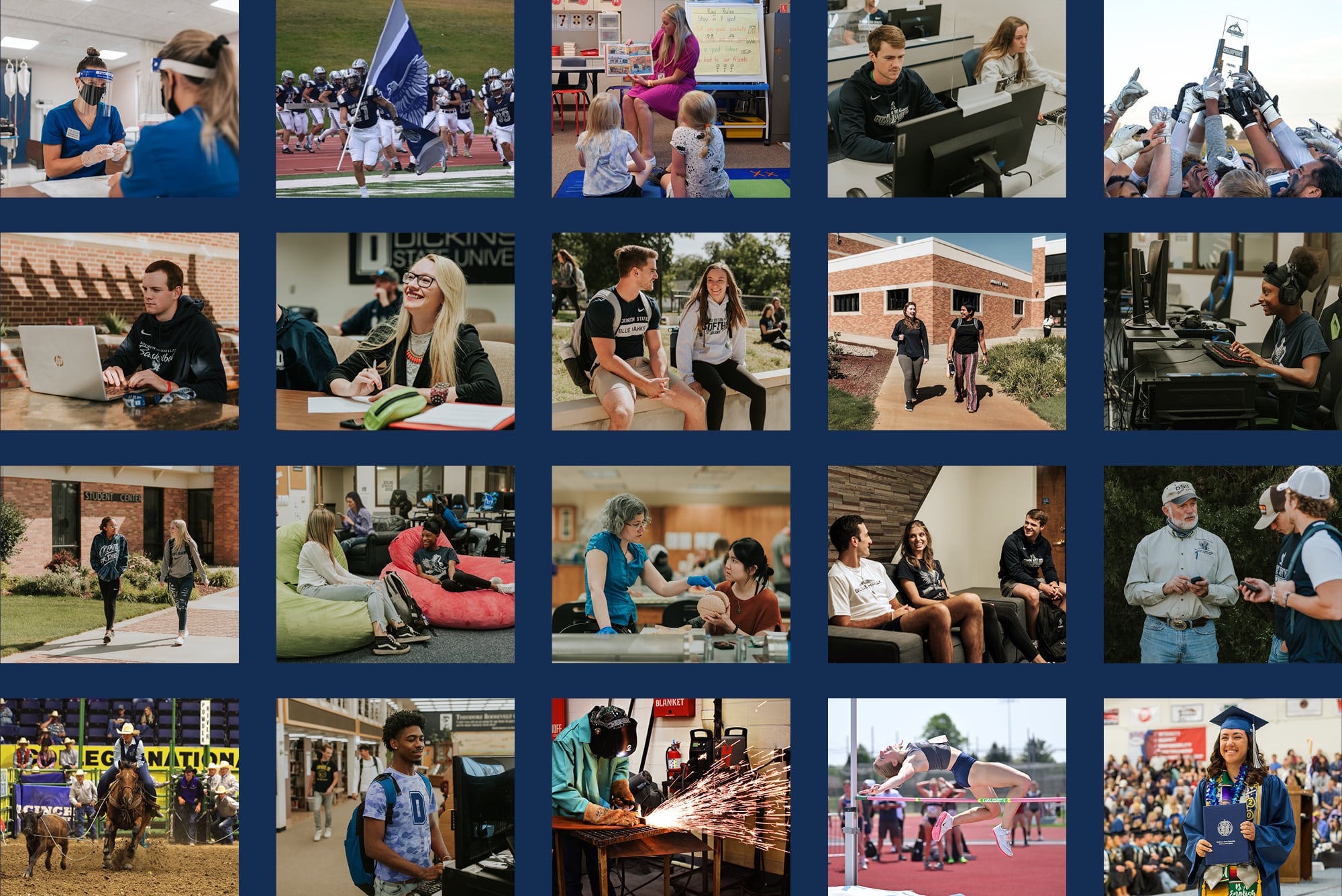Photo collage of various students on campus. 