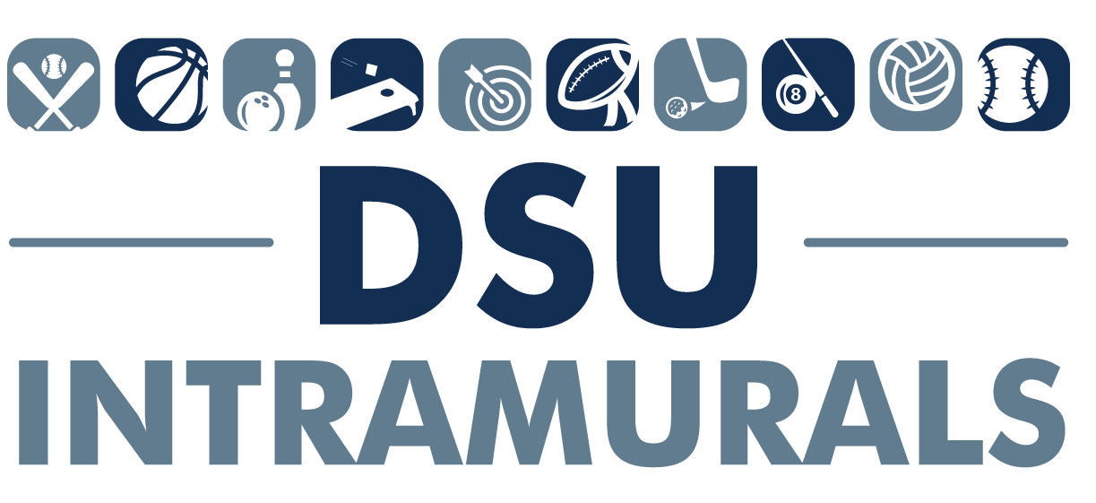 Intramurals Logo - "DSU Intramurals" with small icons representing various sports. 