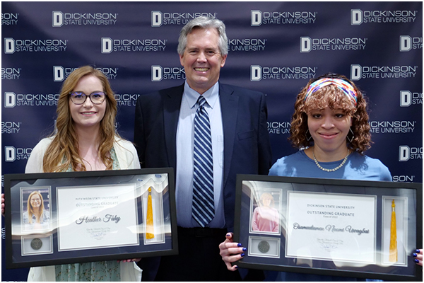 Left to right: Heather Fahy, DSU President Steve Easton, and Naomi Uwagbai