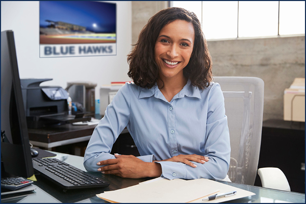 woman at desk