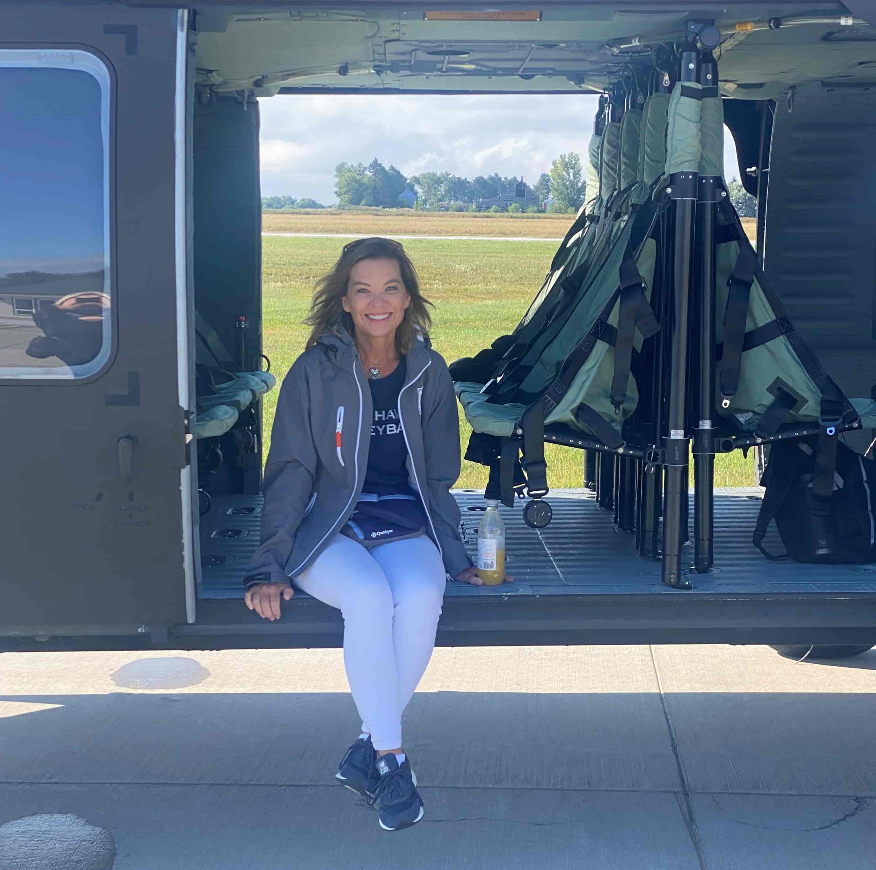 woman in helicopter