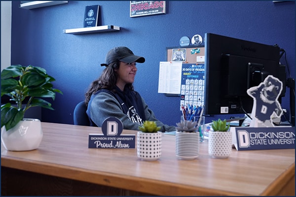 college student working at a desk