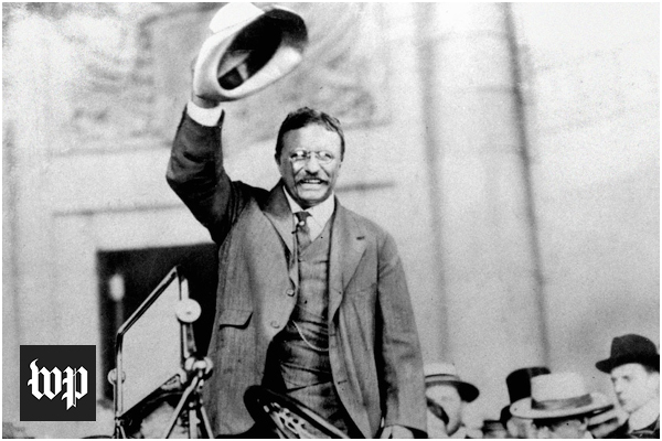 Teddy Roosevelt waiving with hat