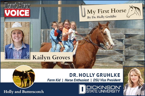Collage of photos of Kailyn Groves. My first Horse by Dr. Holly Gruhlke