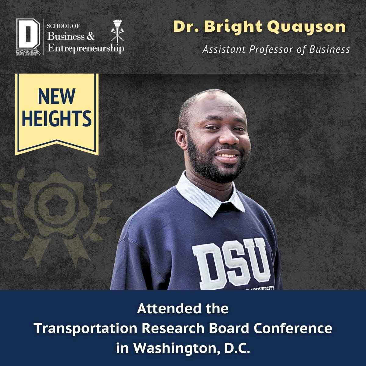 Dr. Bright Quayson headshot and graphic