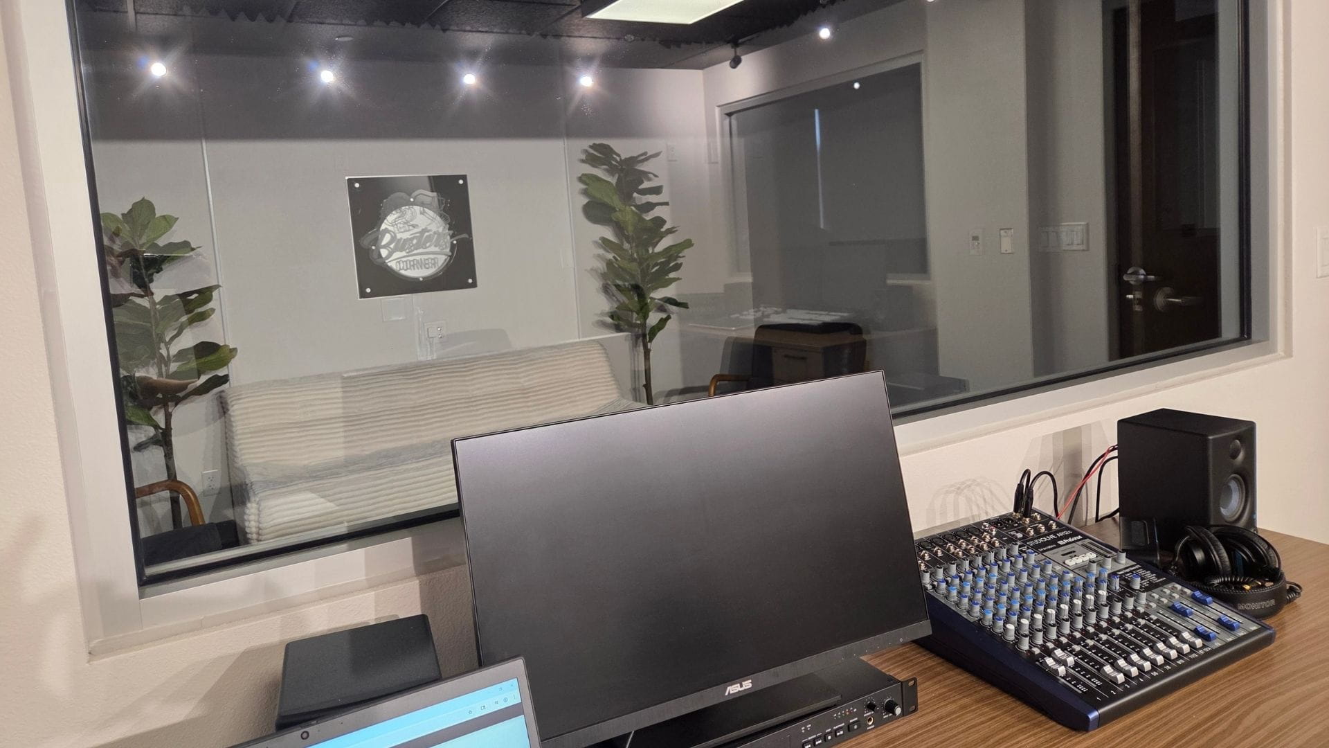 Control booth in the Hawk Media Lab